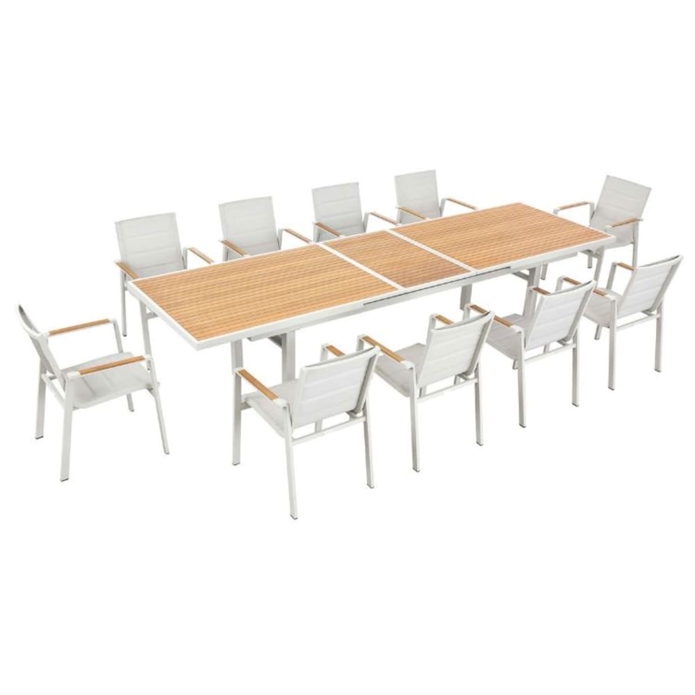 Au jardin de Chloé Ensemble repas beige L280 > 340 x P100 x H77 cm - Aluminium