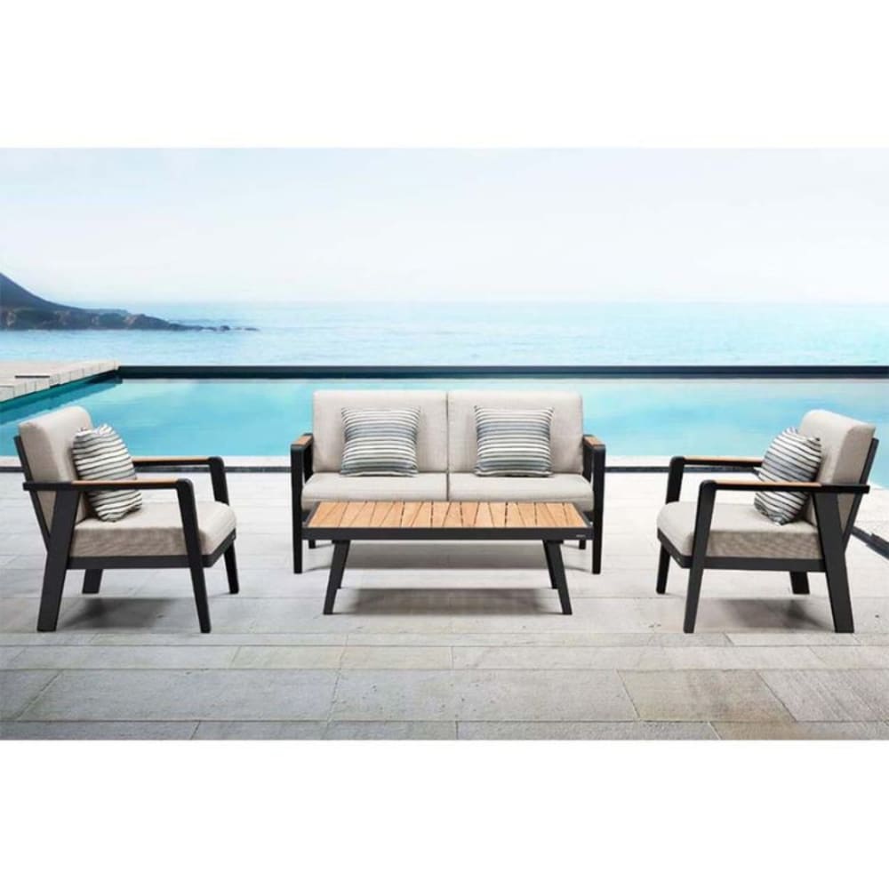 Salon de jardin noir L152 x P77 x H76 cm - Maisons du Monde