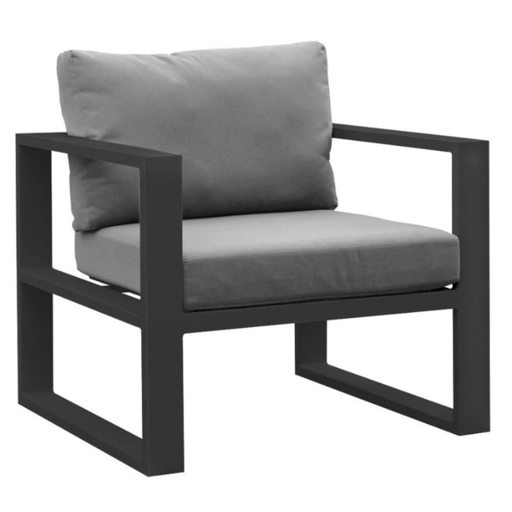 Fauteuil de jardin noir L80 x P75 x H64 cm