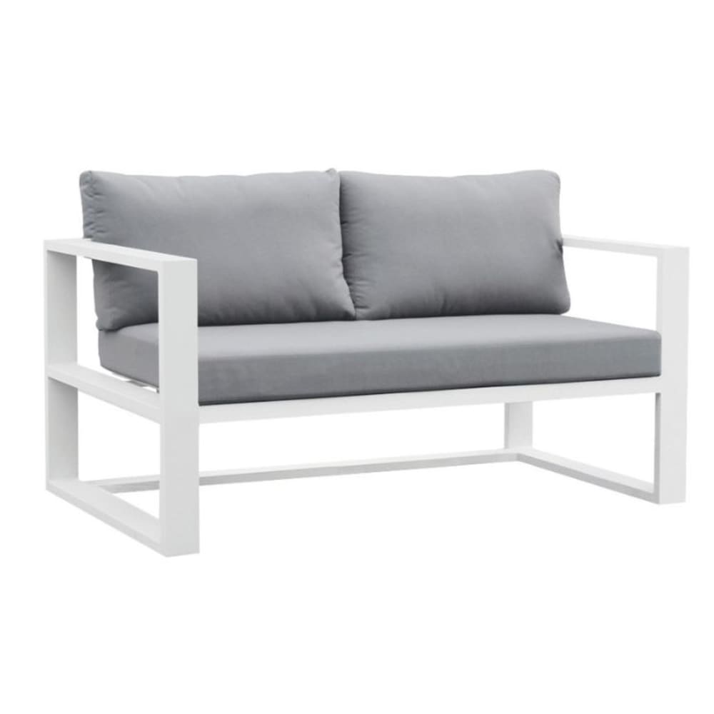 Canapé 2 places de jardin en aluminium blanc L144 x P75 x H64 cm