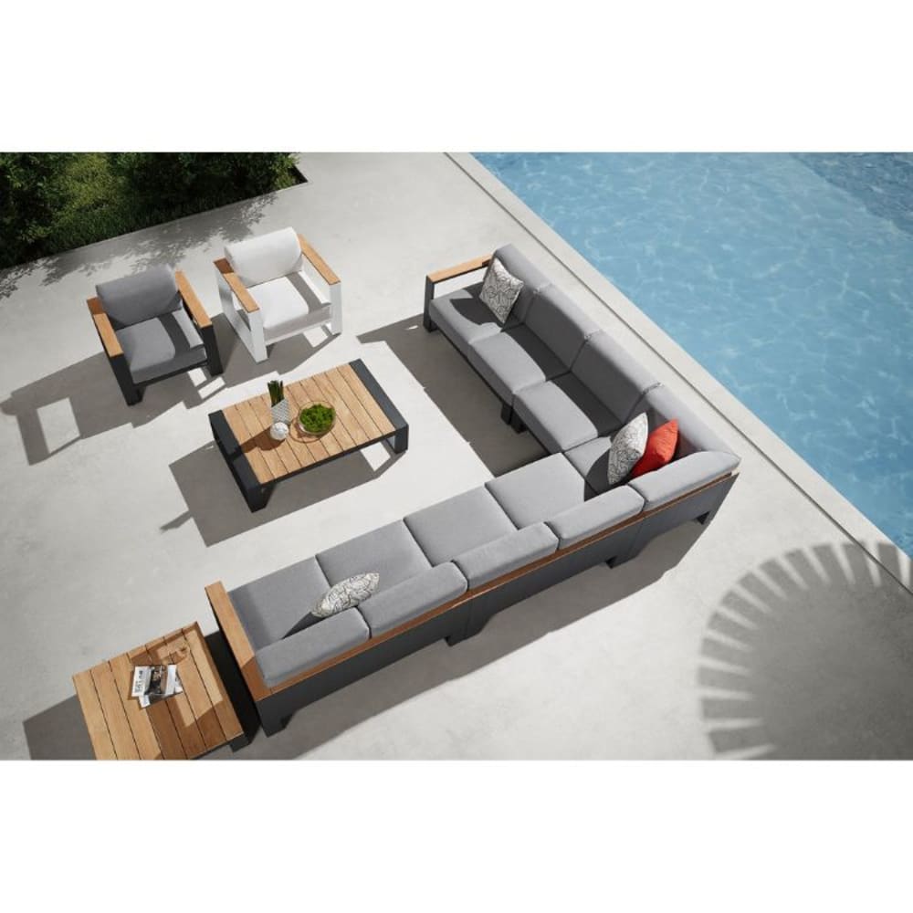 Grand salon de jardin d'angle gris L359 x P84 x H60 cm - Maisons du Monde