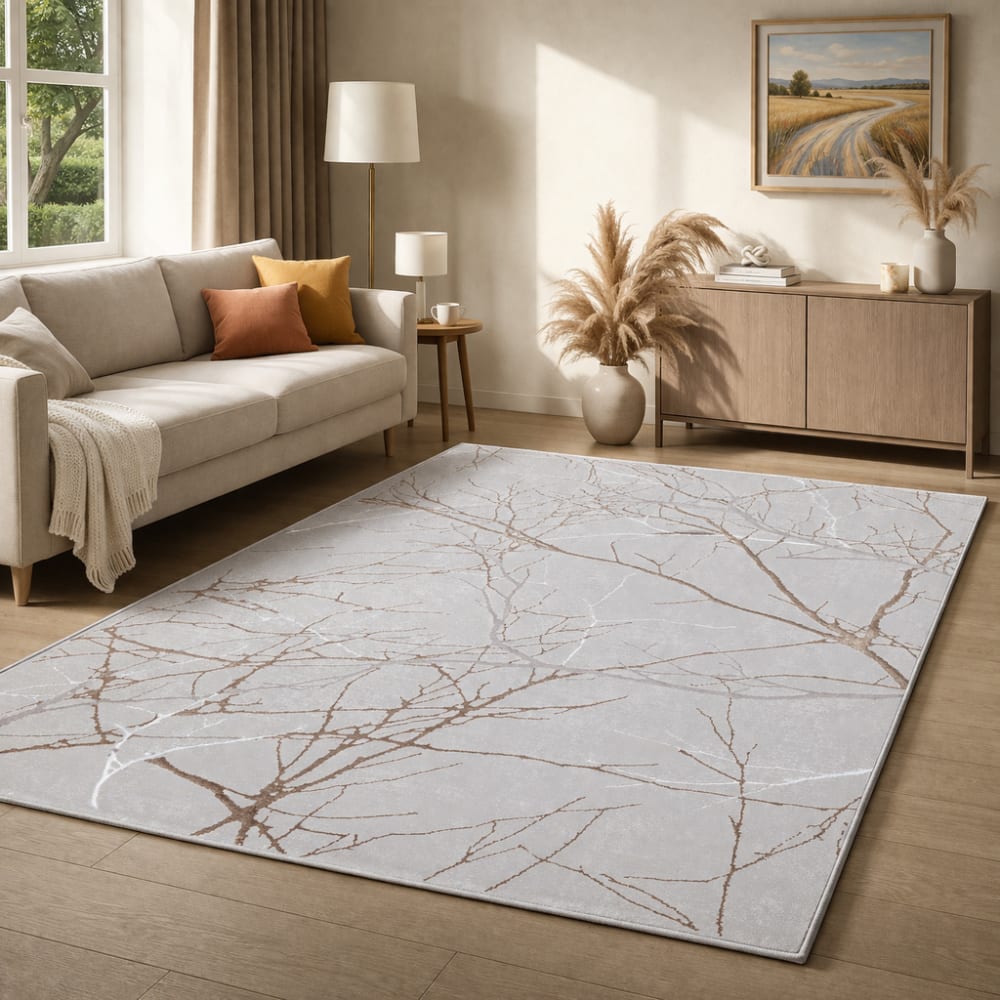 The carpet Moderner Teppich, Glanzfaser, Grau, 80 x 300 cm style exotic Grau Öko-Tex Zertifikat Pes - Polyester
