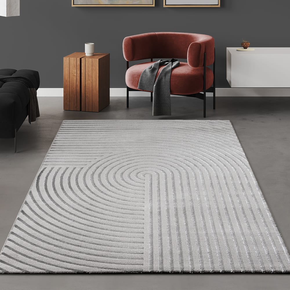 Tapis moderne poil doux, gris, 120 x 170 cm — vue 3