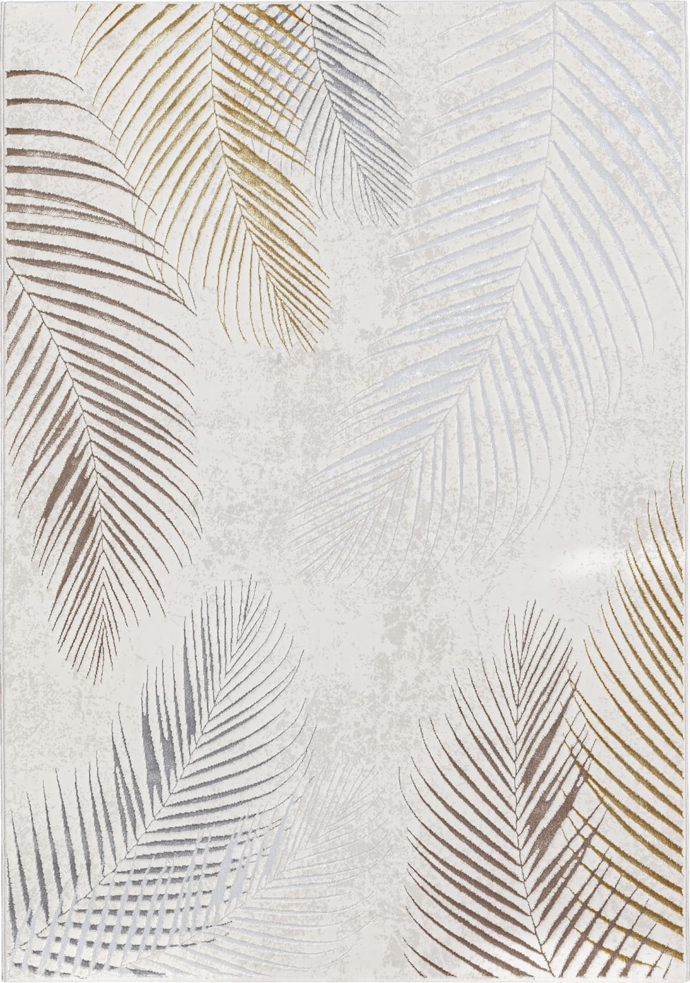 Tapis moderne poils courts palmier, crème, 80 x 150 cm