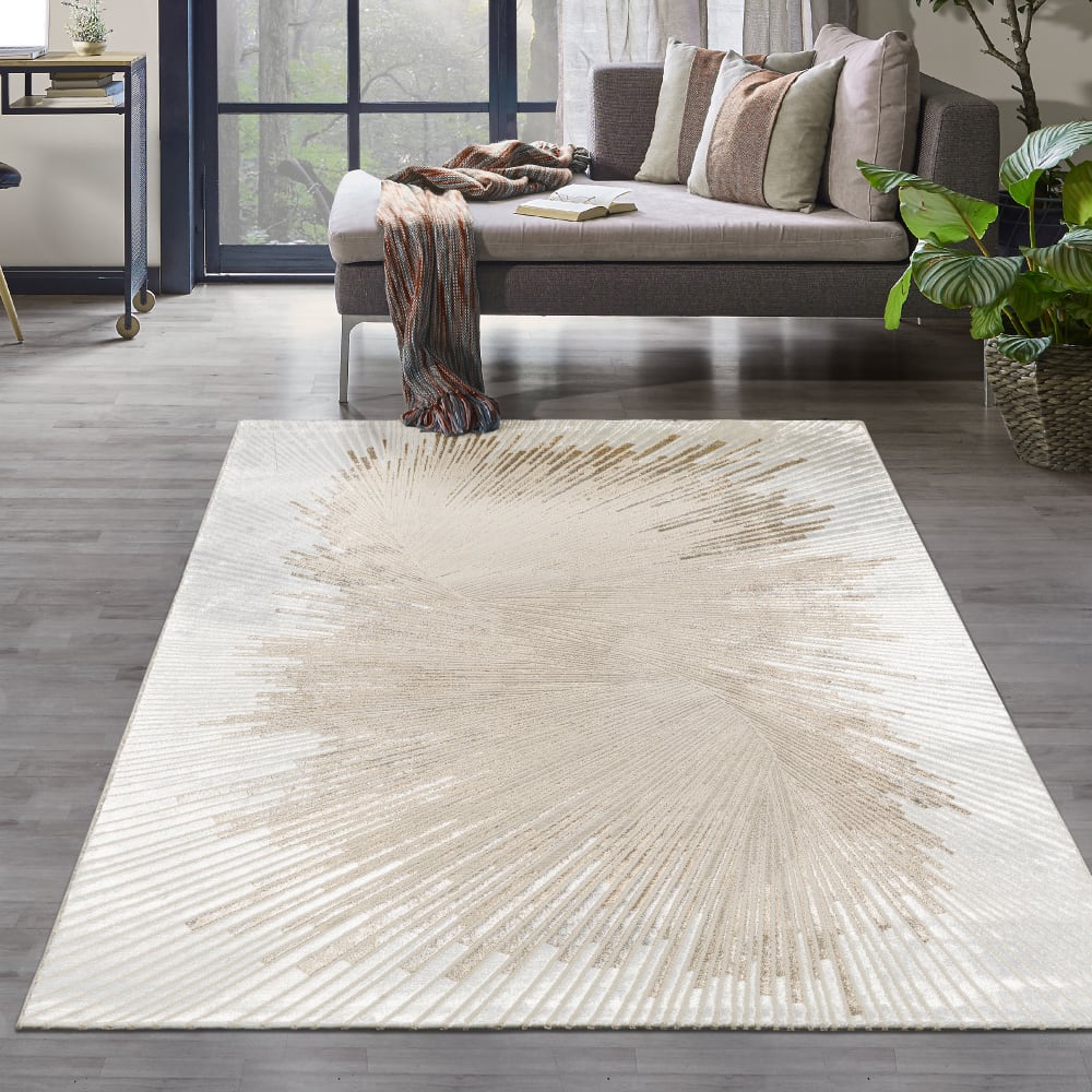Tapis abstrait moderne, gris, 140 x 200 cm — vue 3
