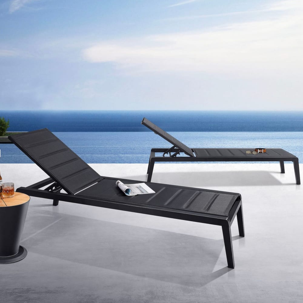 Bain de soleil noir L203 x P73.5 x H94.5cm - Maisons du Monde