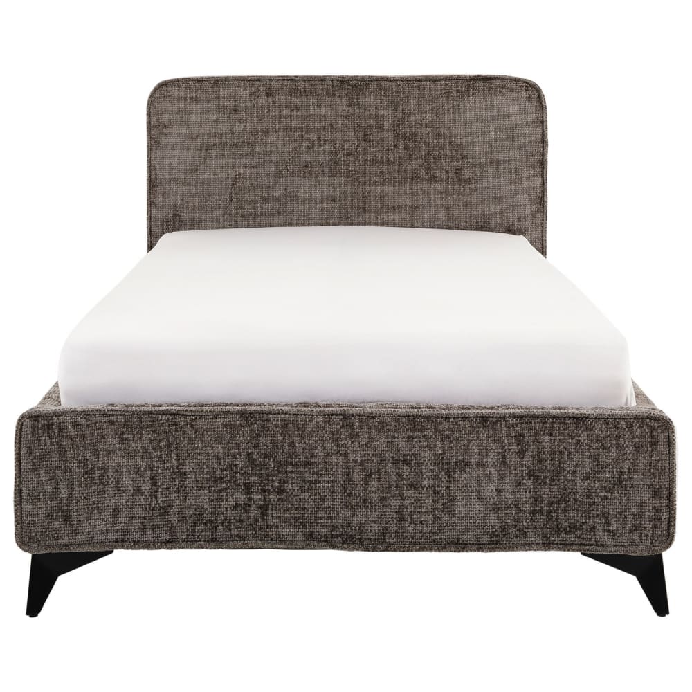 Lit double en tissu chenille, gris, 90 x 190 cm