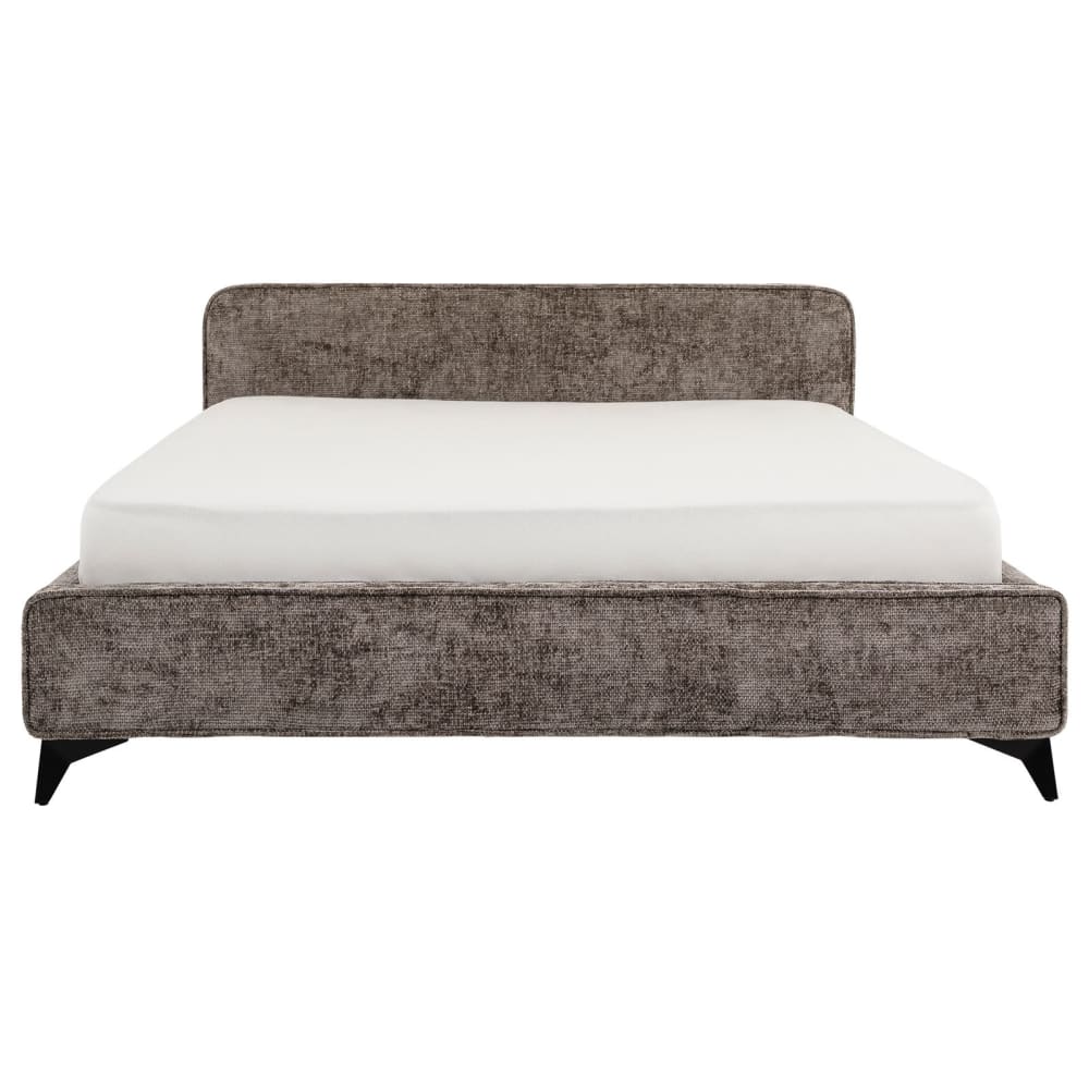 Lit double en tissu chenille, gris, 140 x 190 cm