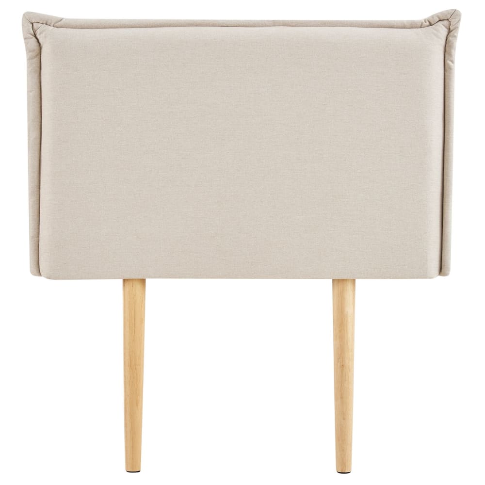 Tête de lit en tissu sur pieds en bois, beige 90 cm