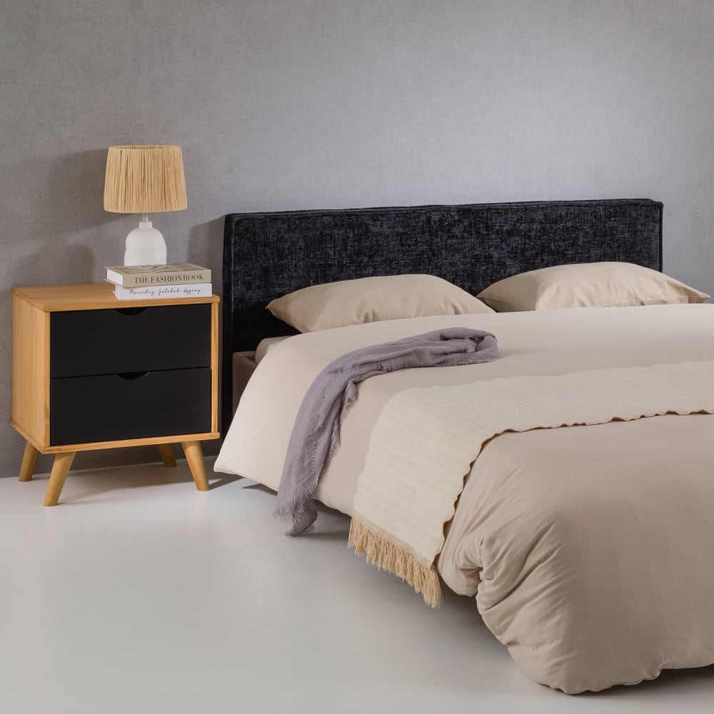Tête de lit en tissu chenille noir, 160 cm