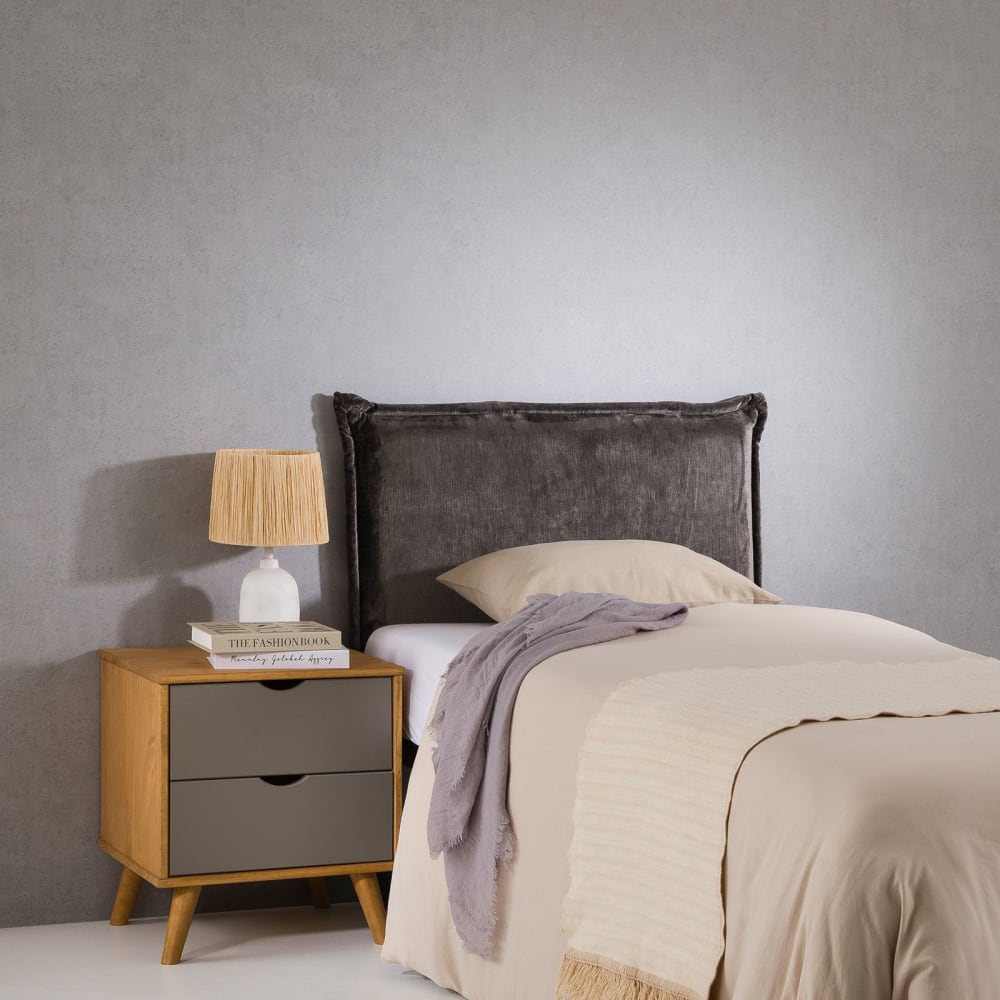 Kopfteil mit Stoffbezug 90x190 cm, grau - Maisons Du Monde