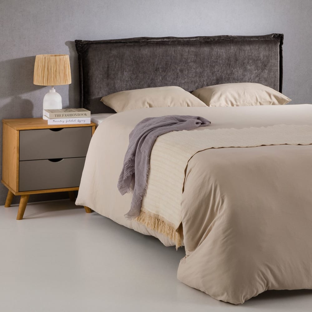 Kopfteil mit Stoffbezug 160x190 cm, grau - Maisons Du Monde
