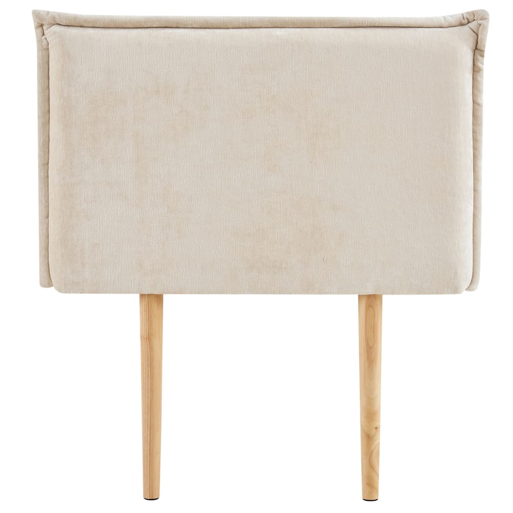 Tête de lit en tissu crème, sur pieds en bois, 90 cm