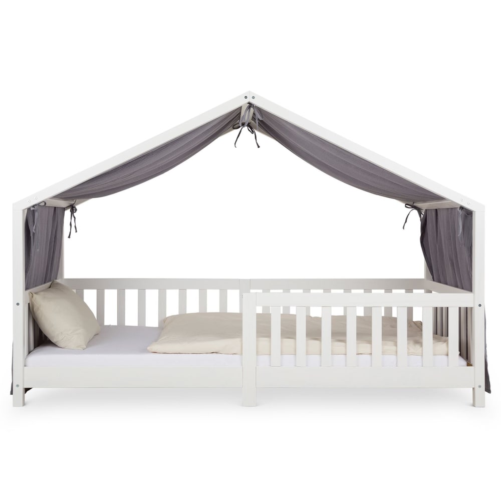 Rideau de lit enfant en mousseline de coton, gris