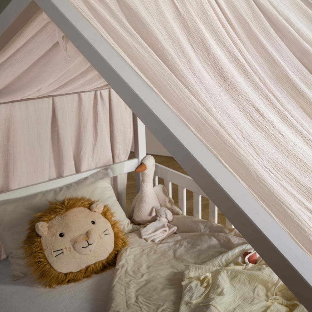 Rideau de lit enfant en mousseline de coton, beige (IDIMEX) - Image 2