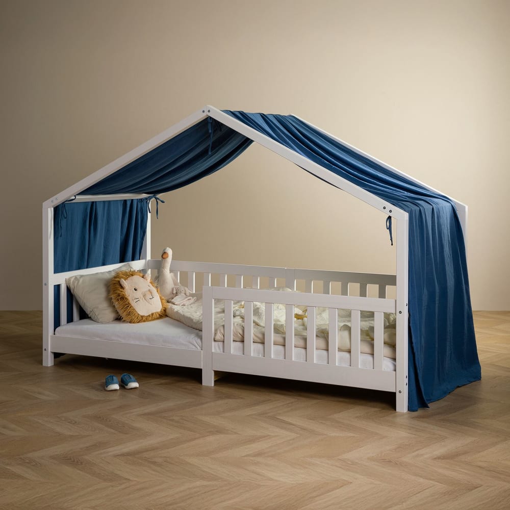 Rideau de lit enfant en mousseline de coton, bleu foncé (IDIMEX) - Image 1
