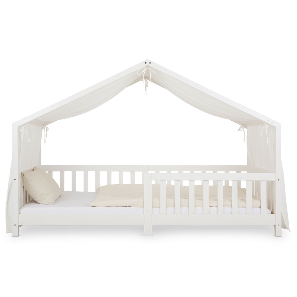 Rideau de lit enfant en mousseline de coton, blanc