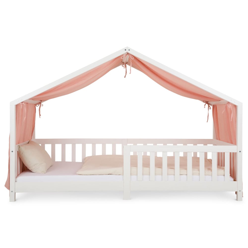Rideau de lit enfant en mousseline de coton, rose