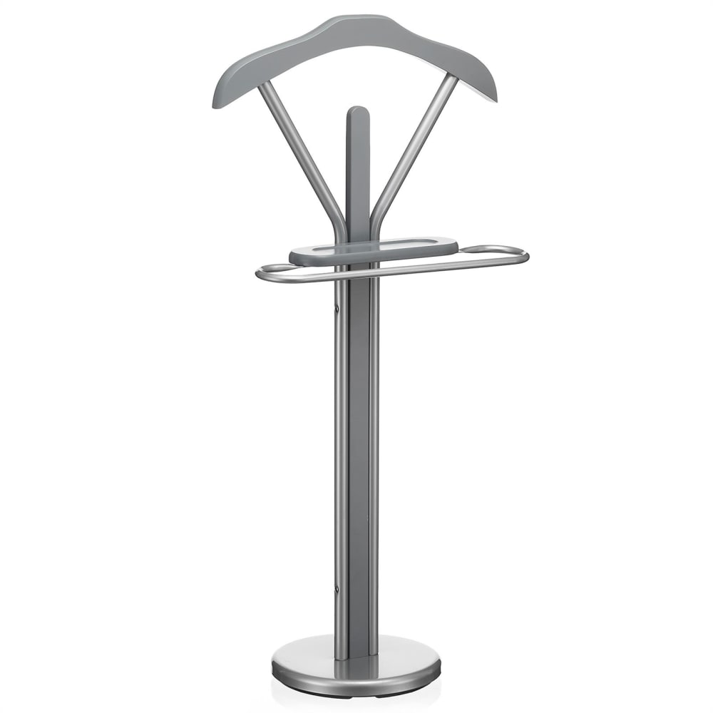 Valet de chambre effet bois en métal, gris