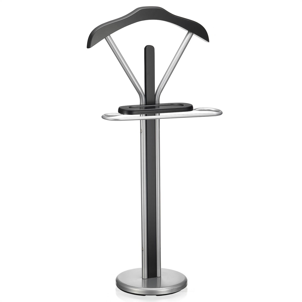 Valet de chambre effet bois en métal, noir