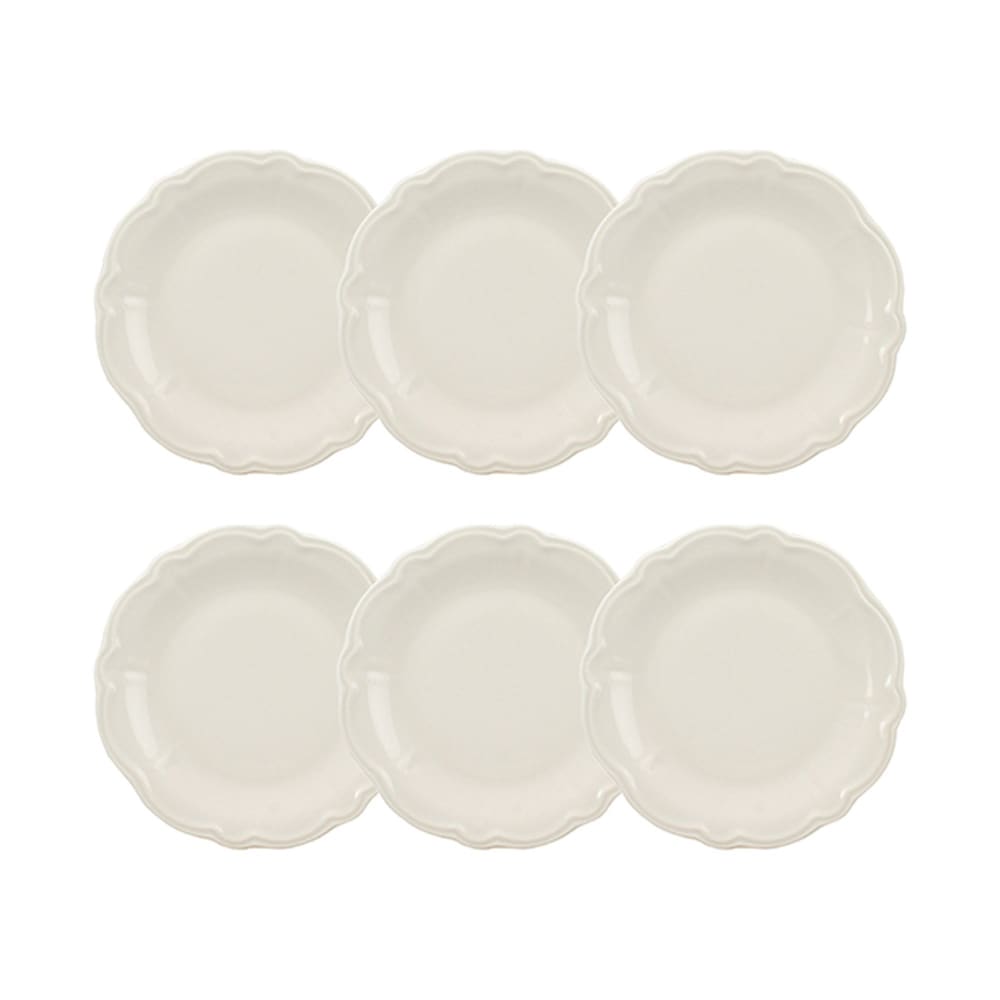 Lot de 6 assiettes à dessert en grès blanc 20cm Lot de 6 assiettes à dessert en grès blanc 20cm