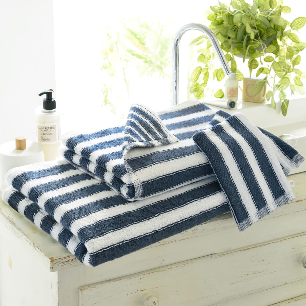 Lot de 2 gants de toilette en coton 500 g/m² bleu 15x21 cm — vue 3