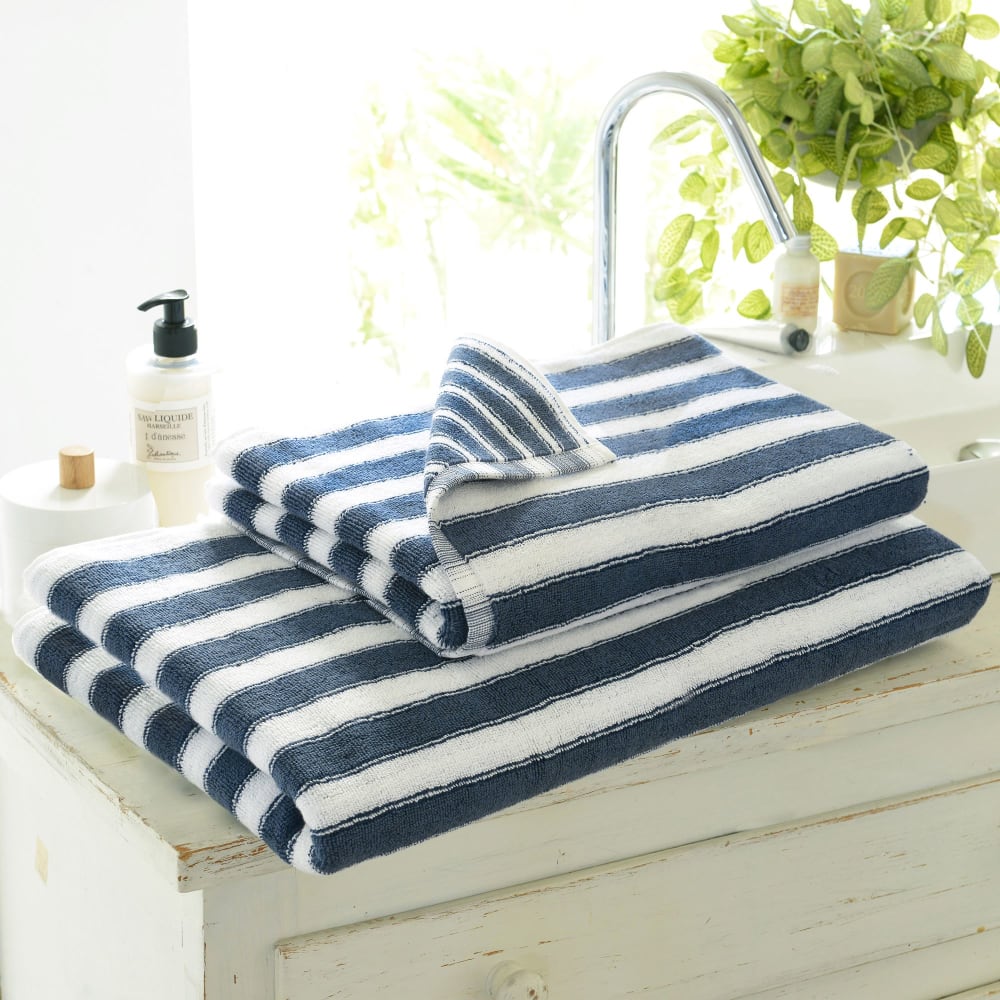 Lot de 2 gants de toilette en coton 500 g/m² bleu 15x21 cm — vue 4