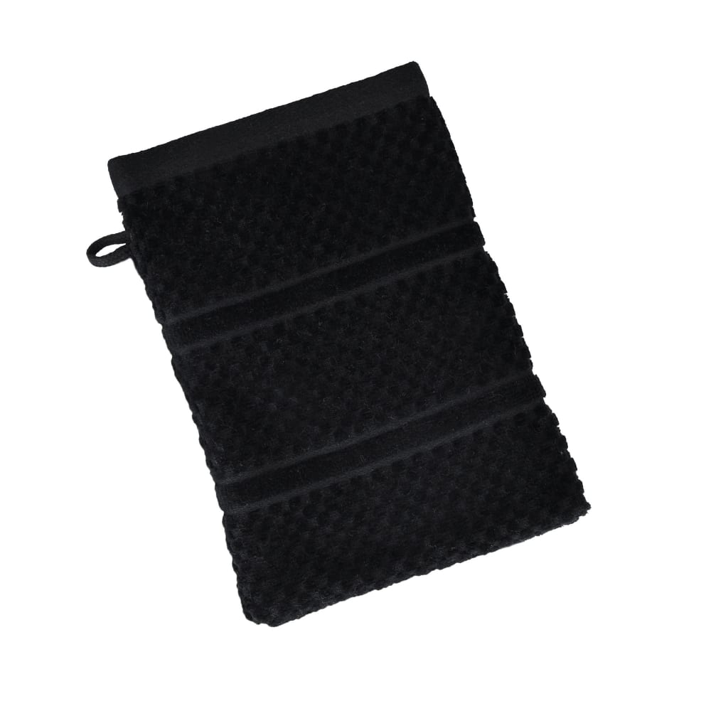 Lot de 2 gants de toilette 15x21 noir en coton 500g/m^2