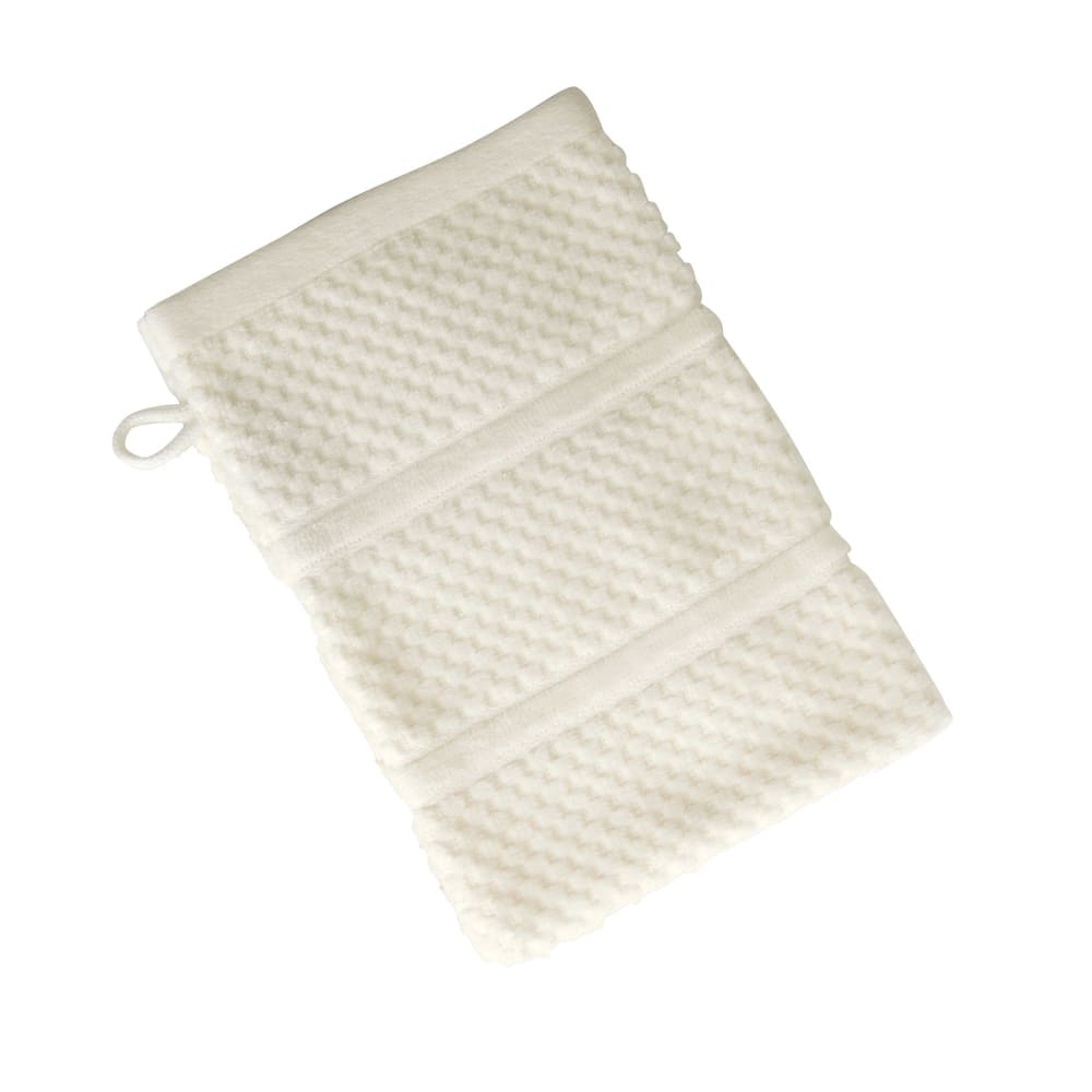 Lots de 2 gants de toilette blanc ivoire en coton 500 g/m^2