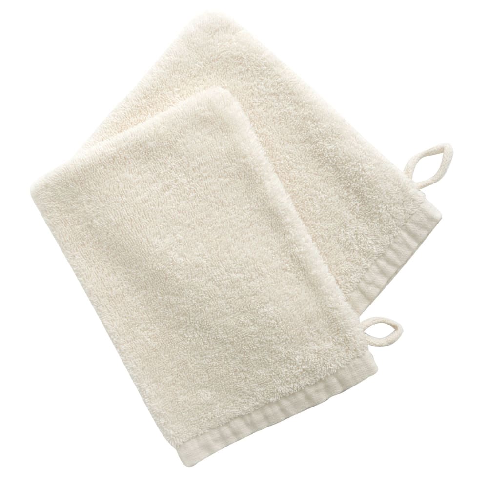 Lot de 2 gants de toilette 15x20 blanc écru en coton 480 g/m²