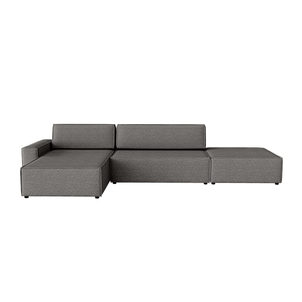 Fedve Ecksofa aus Bouclé-Stoff 5-Sitzer, Graphit Grau Pes - Polyester