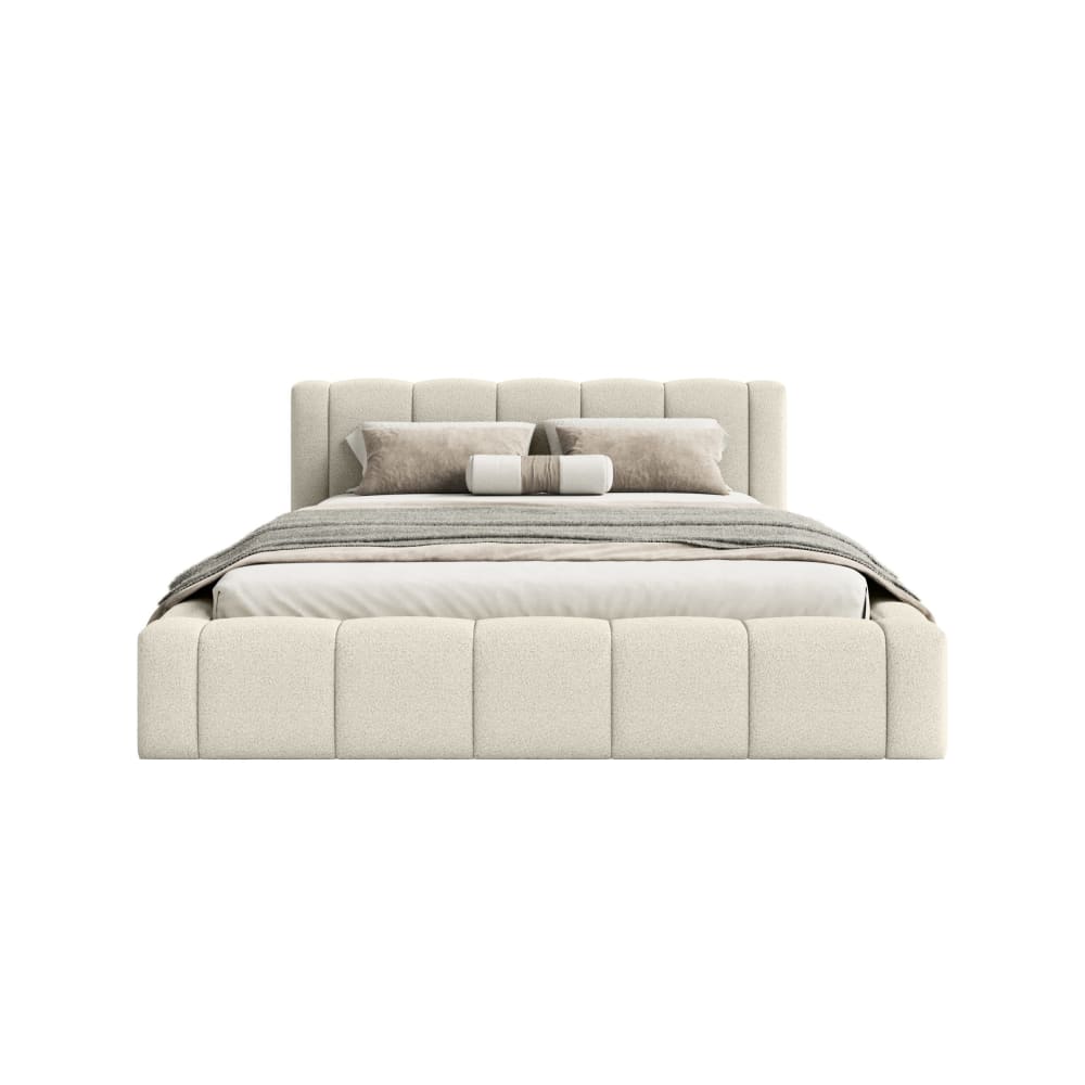 Fedve Polsterbett aus Bouclé-Stoff 140x200 cm, Beige Beige Pes - Polyester