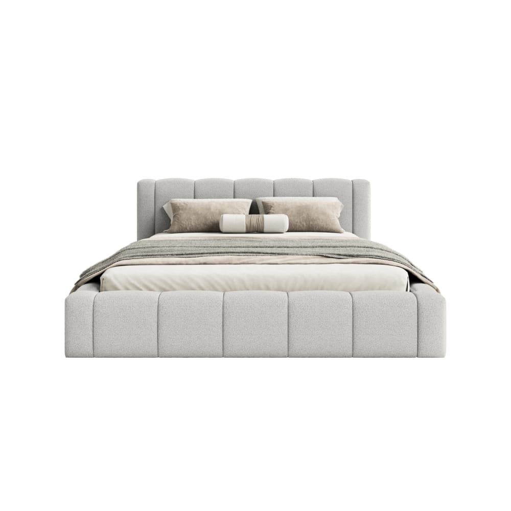 Lit rembourré en tissu - gris