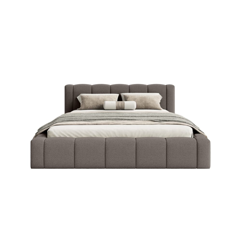 Fedve Polsterbett aus Bouclé-Stoff 200x200 cm, Braun Braun Pes - Polyester