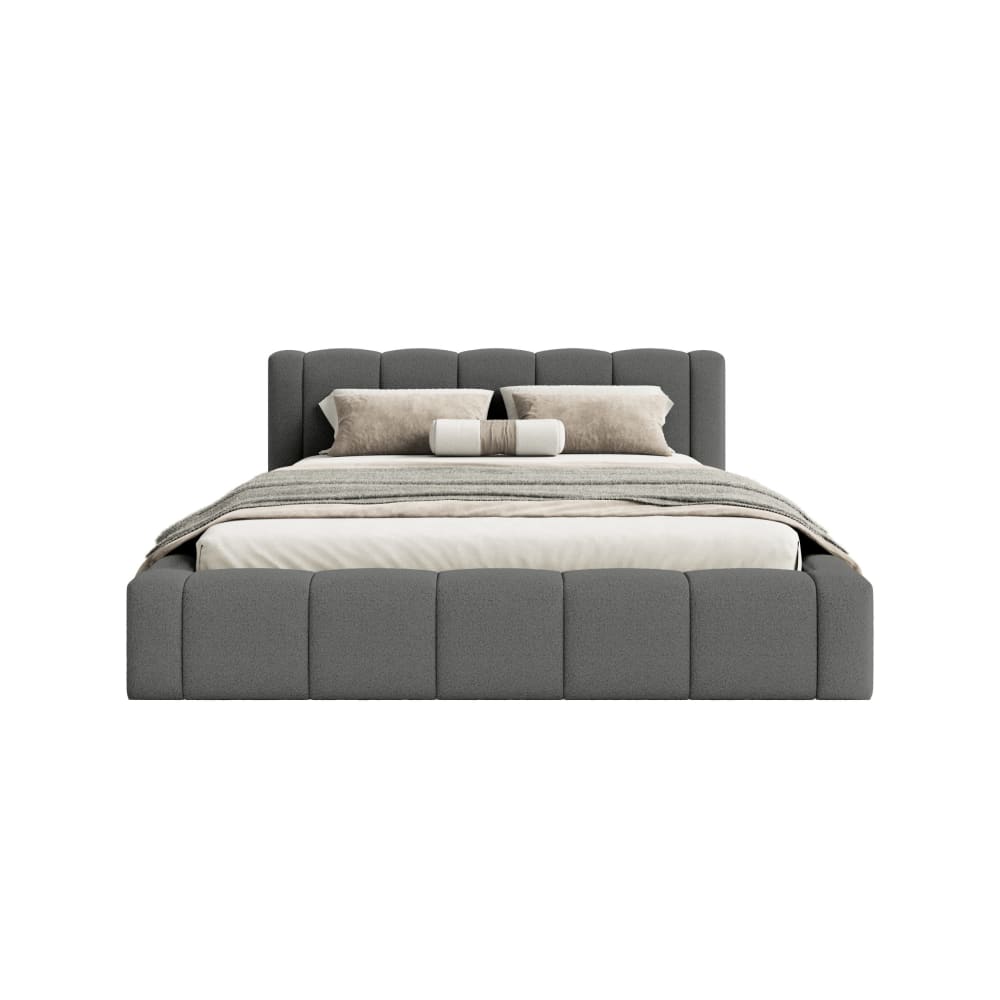 Fedve Polsterbett aus Bouclé-Stoff 160x200 cm, Anthrazit Grau Pes - Polyester