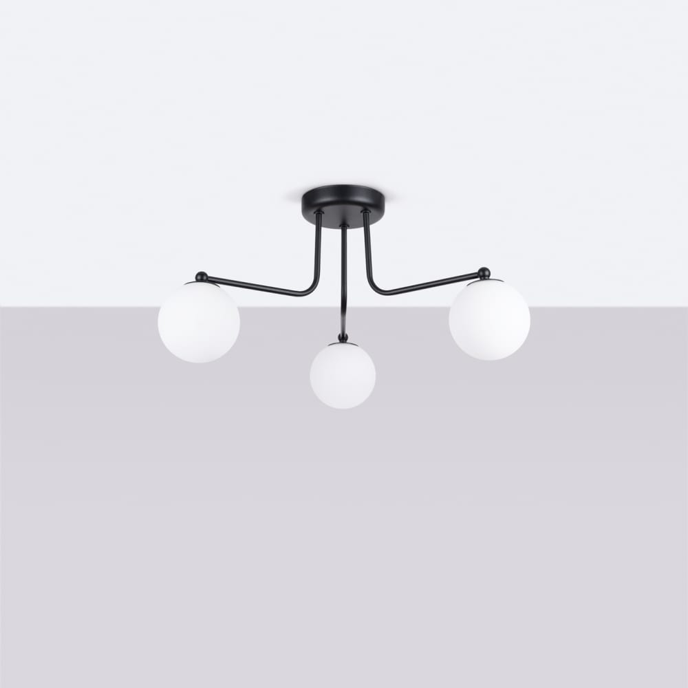 Kronleuchter aus Stahl/Glas in schwarz/weiß - Maisons Du Monde
