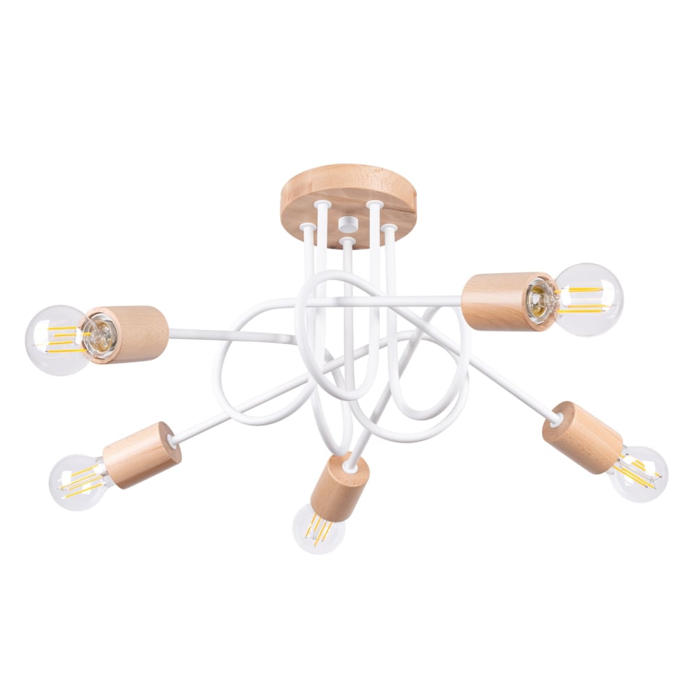 lustre Acier Blanc/Bois