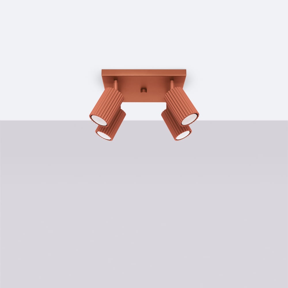 Plafonnier Aluminium Ocre Rouge GU10 4 Karbon — vue 3
