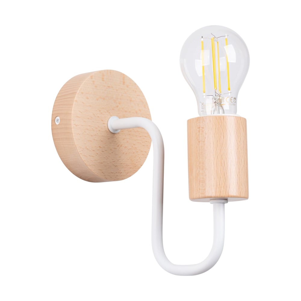Applique Acier Blanc/Bois Naturel E27 1 Timbo Applique Acier Blanc/Bois Naturel E27 1 Timbo