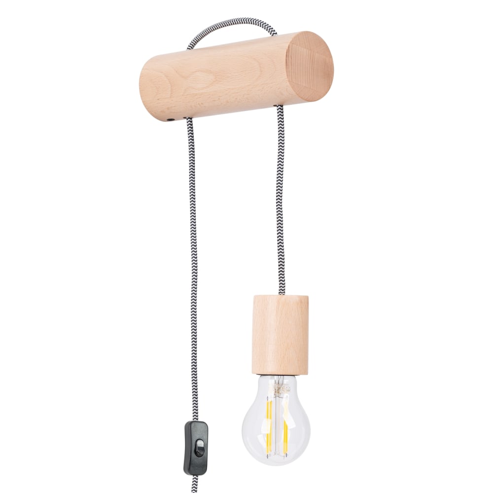 Sollux Lighting Wandleuchte aus Holz in Naturholz/Weiß/Schwarz style classic chic Braun
