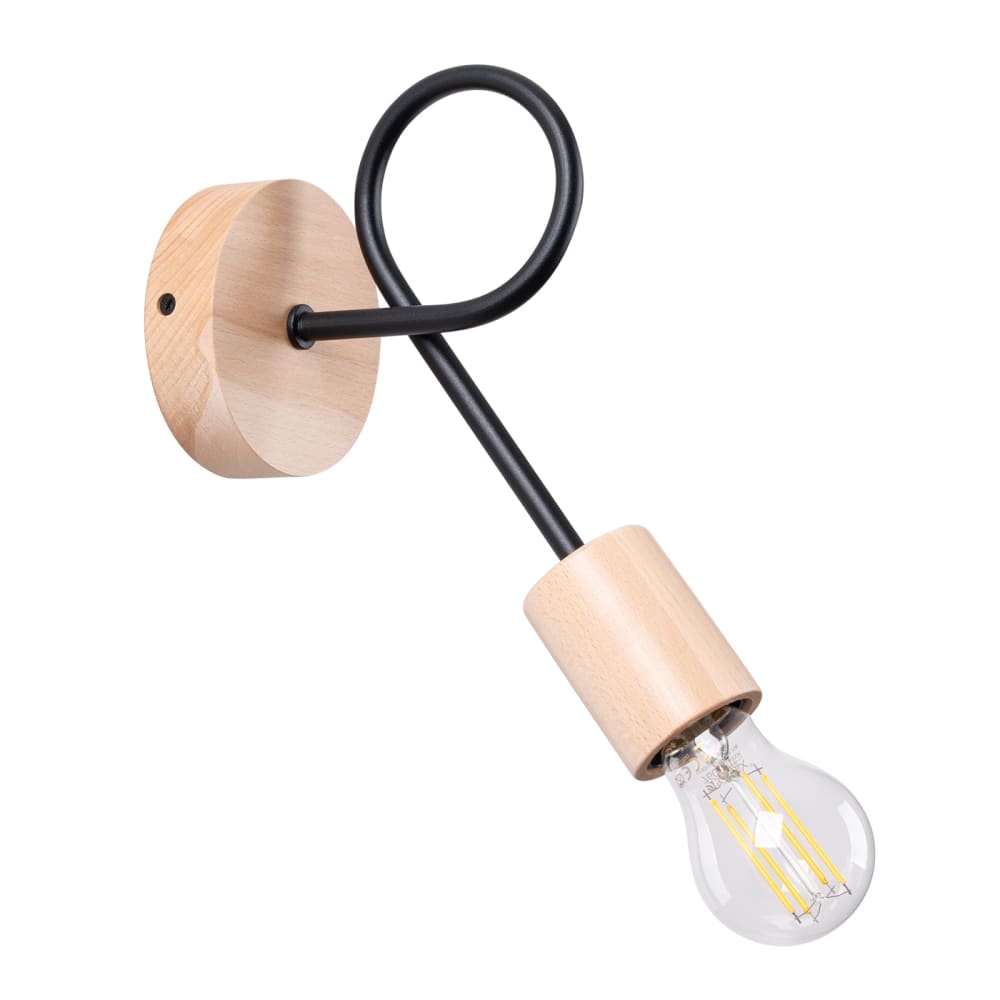 Sollux Lighting Wandleuchte aus Stahl/Holz in schwarz/Naturholz style classic chic - Stahl
