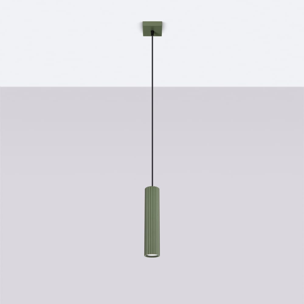 Suspension Aluminium Vert Olive GU10 1 Karbon — vue 3