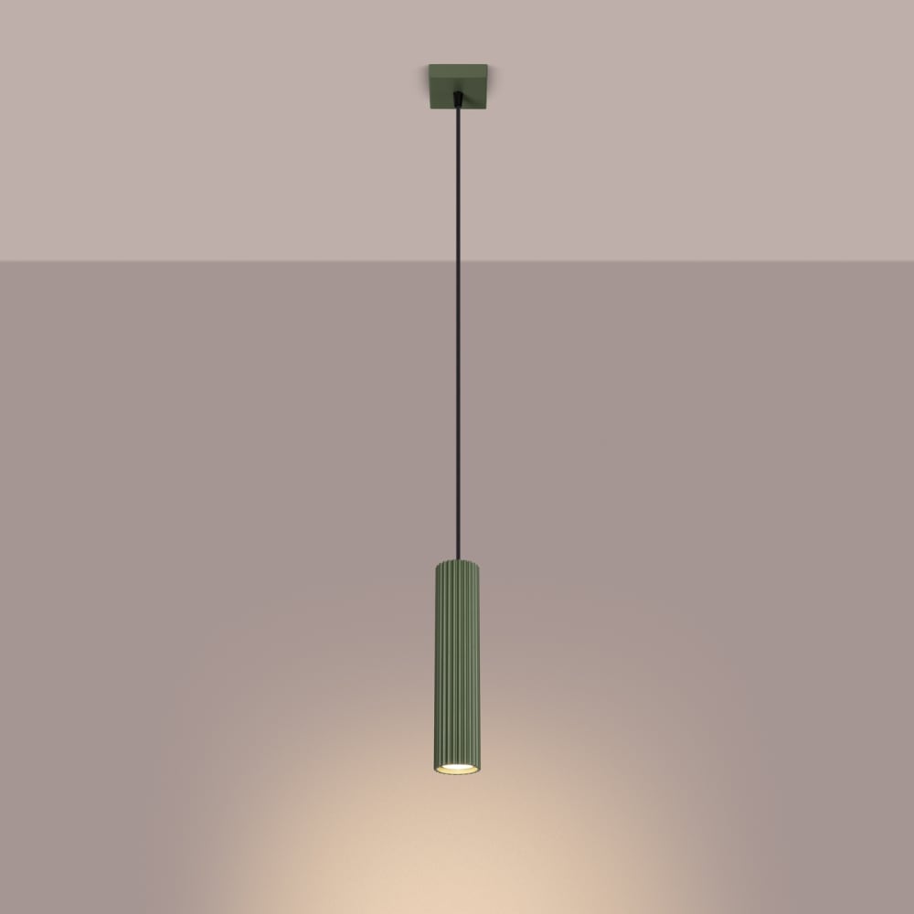 Suspension Aluminium Vert Olive GU10 1 Karbon — vue 4