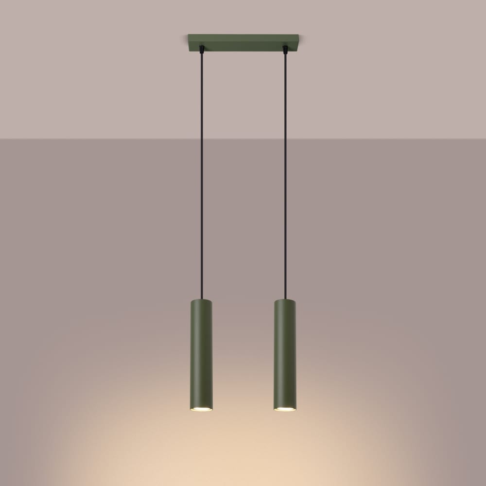 Suspension Acier Vert Olive GU10 2 Lagos — vue 4