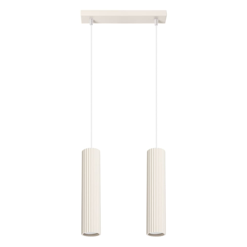 Lampe à suspension aluminium beige H 90 cm