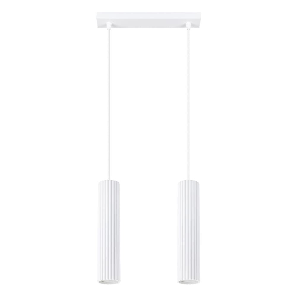 Lampe à suspension aluminium blanc H 90 cm