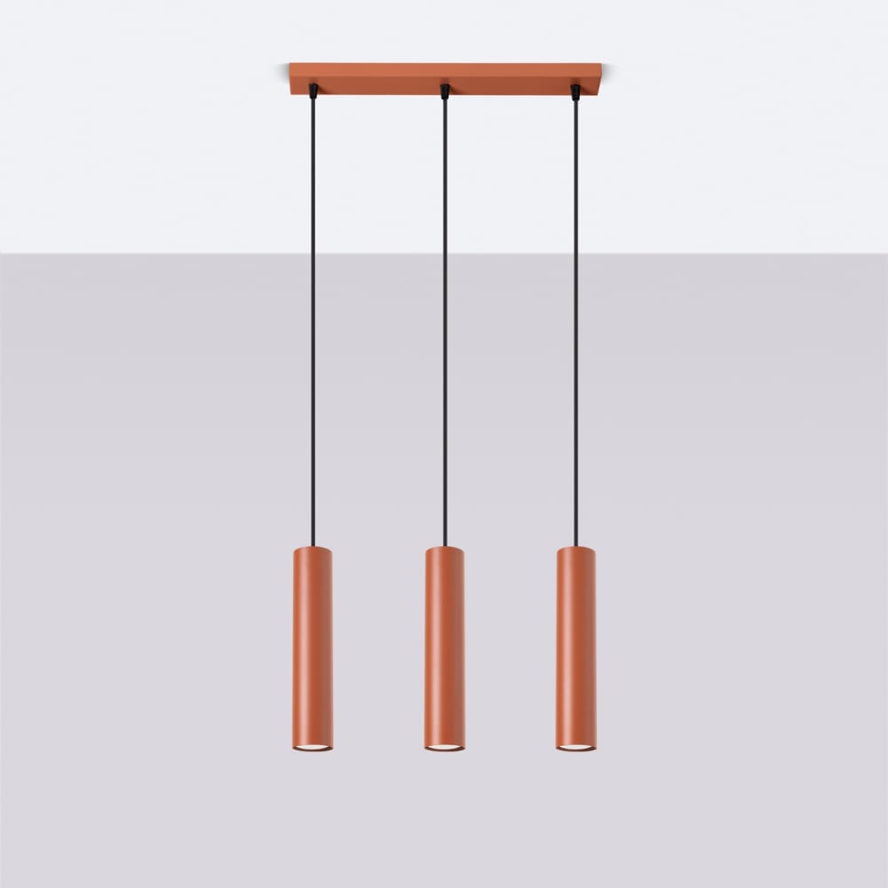 Suspension Acier Ocre Rouge GU10 3 Lagos Line — vue 3