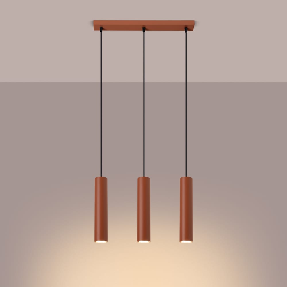 Suspension Acier Ocre Rouge GU10 3 Lagos Line — vue 4