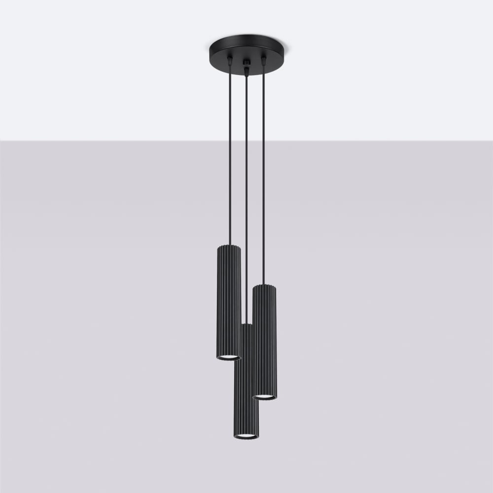 Suspension Aluminium Noir GU10 3 Karbon — vue 3