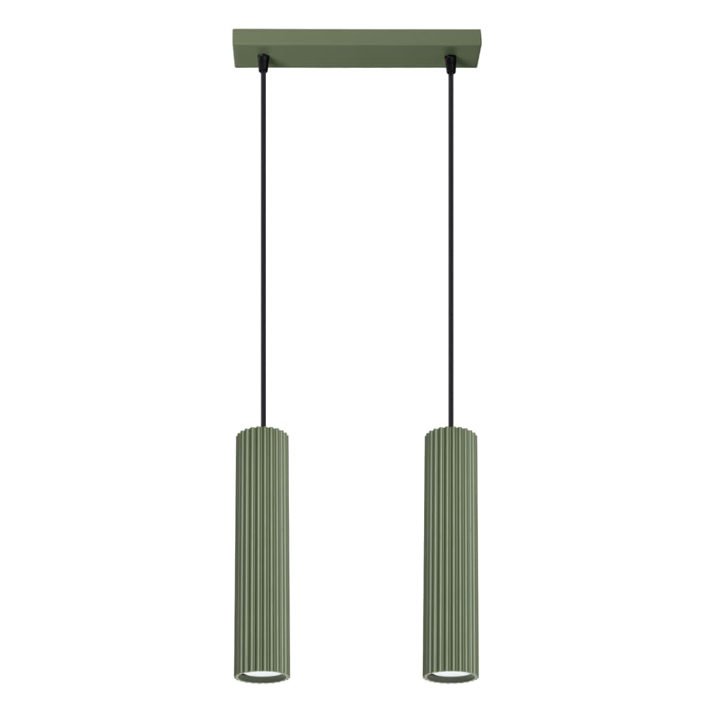 Lampe à suspension aluminium vert H 90 cm